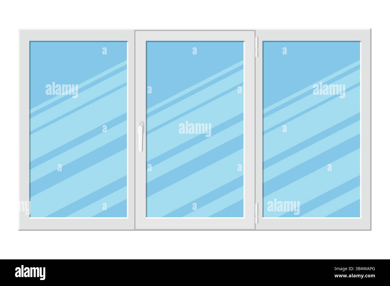 Plastic triple casement window isolated on white background. Vector illustration Stock Vector