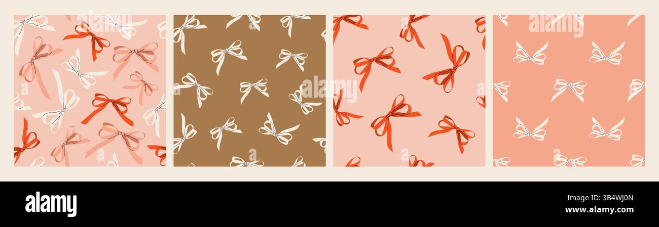 Seamless pattern set with multicolored bow knots. Stock Vector