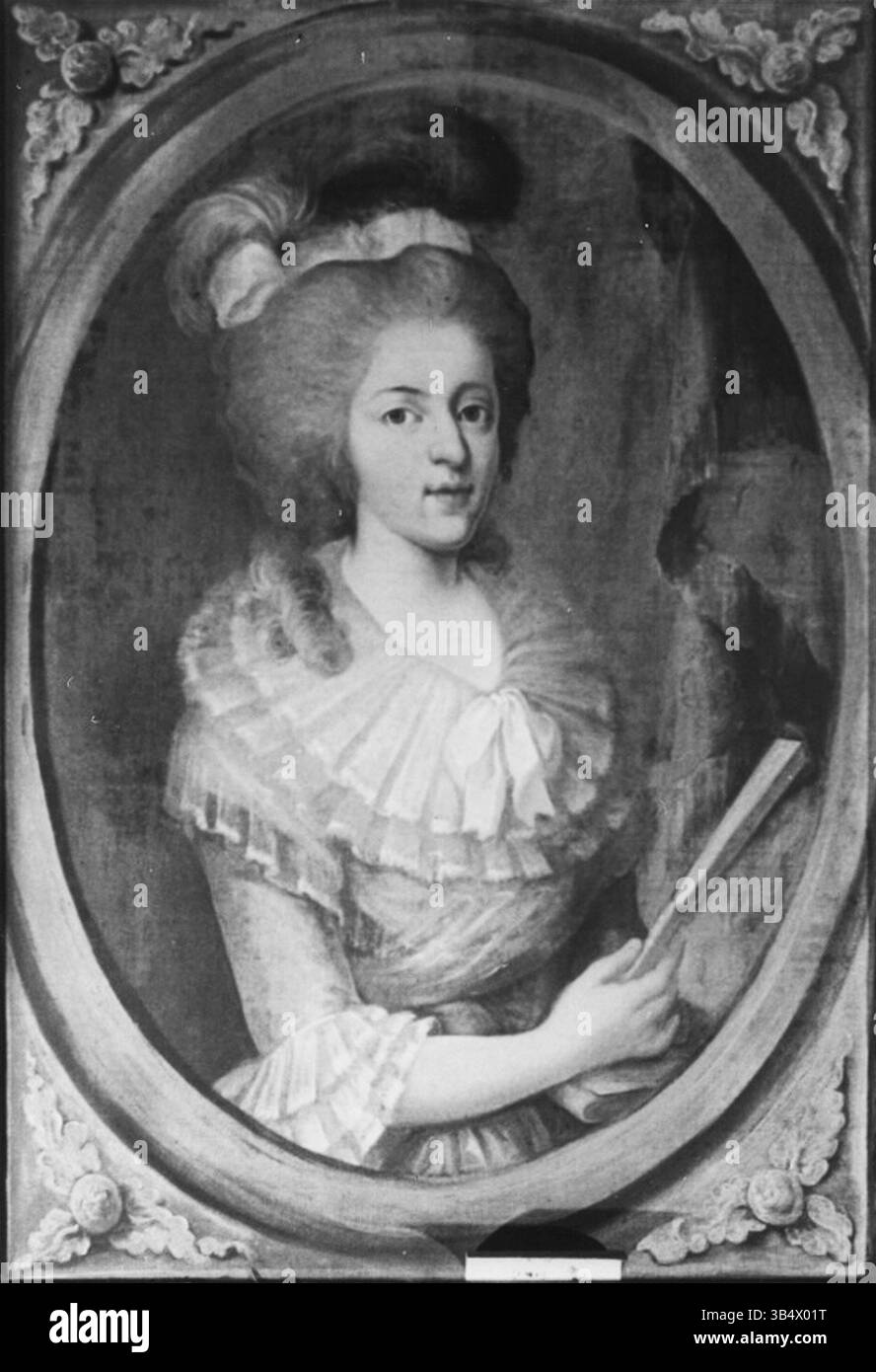 A portrait of Maria Clotilde of France, wife of Carlo Emanuele IV of Sardinia, painted in 1794 by the workshop of Giovanni Panealbo. The painting, made in oil on canvas, represents the royal figure of the Queen of Sardinia. Stock Photo