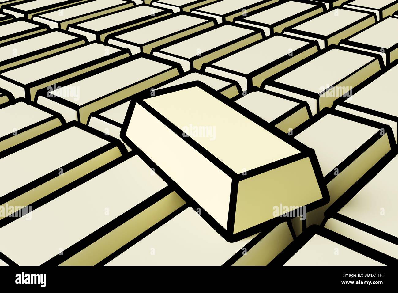 Heap of hand drawn cartoon style gold bars. Illustration of the concept of gold price, precious metal and trade of commodities Stock Photo