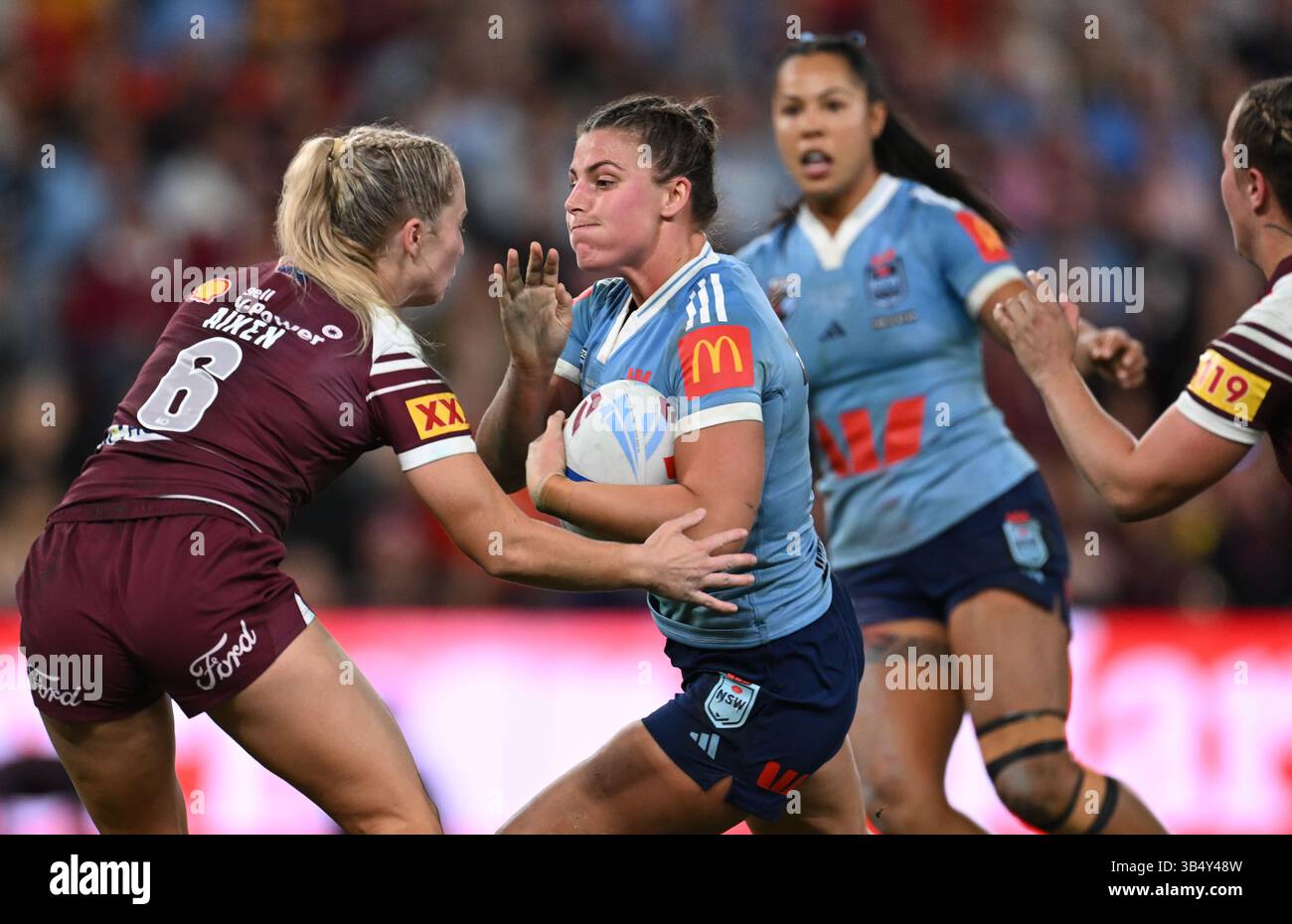 Jessica Sergis of the Blues during the Rugby league Women's State of ...