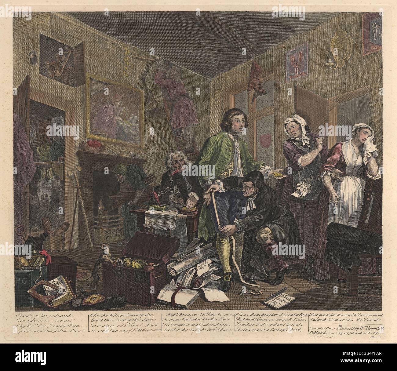 William Hogarth’s print 'A Rake's Progress: The Young Heir Takes ...