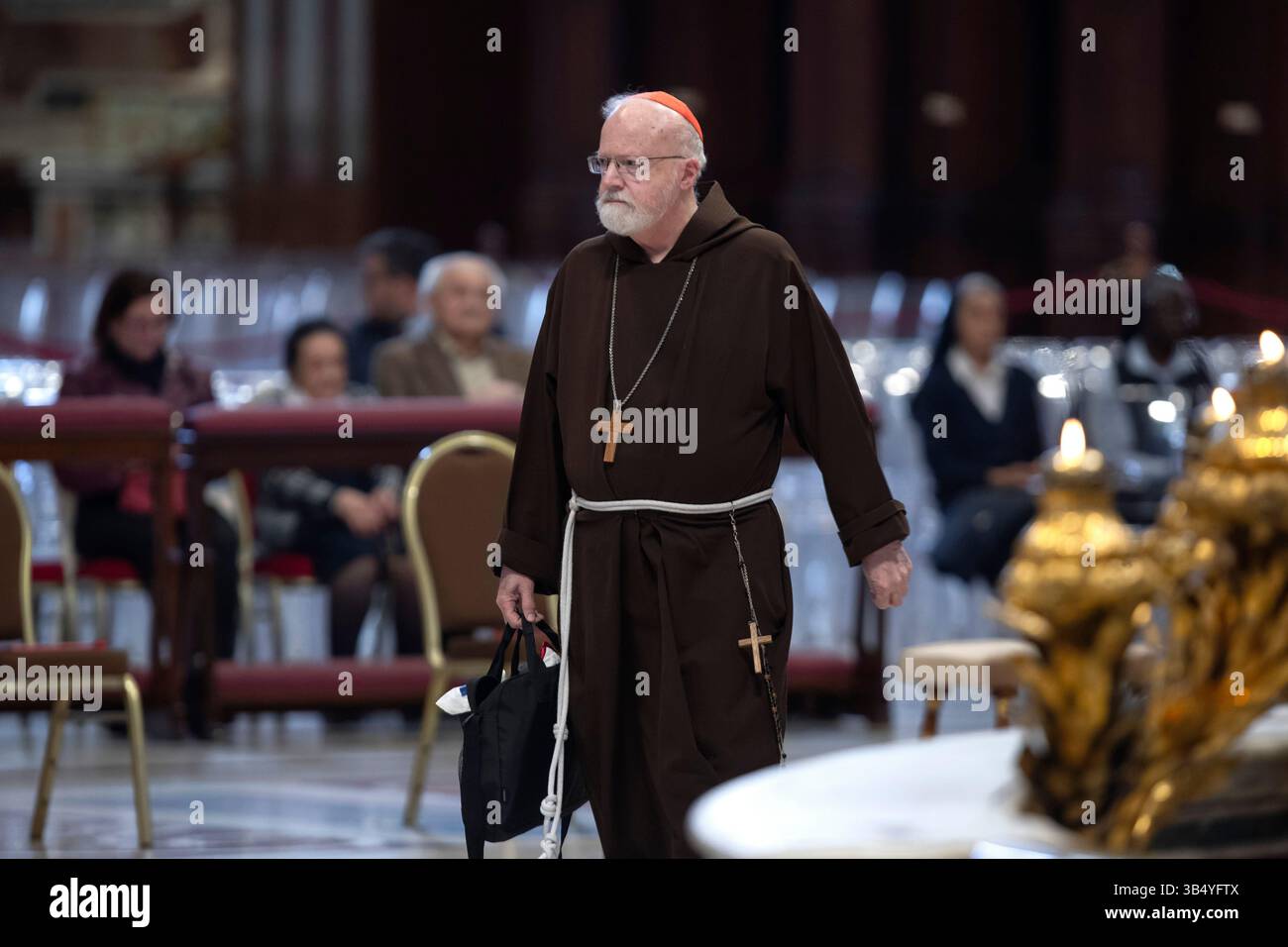 Cardinal Seán Patrick O'Malley arrives for a mass on the fifth day of ...