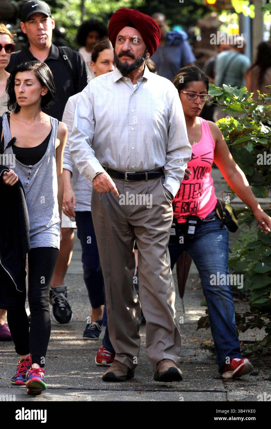 Ben Kingsley on the set of the movie 'Learning to Drive' in New York ...