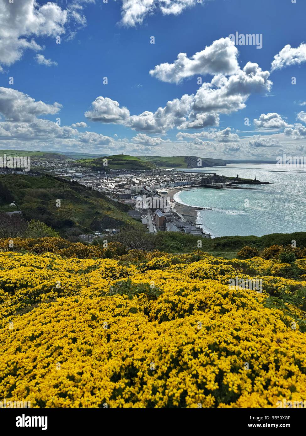 View over Aberystwyth from Constitution Hill, Ceredigion, Wales, looking south. - Smartphone Captured Stock Image