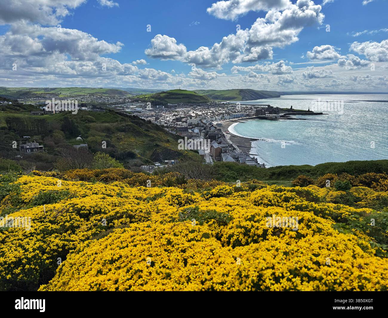 View over Aberystwyth from Constitution Hill, Ceredigion, Wales, looking south. - Smartphone Captured Stock Image