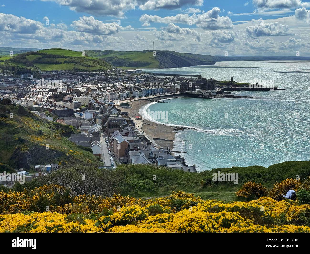 View over Aberystwyth from Constitution Hill, Ceredigion, Wales, looking south. - Smartphone Captured Stock Image