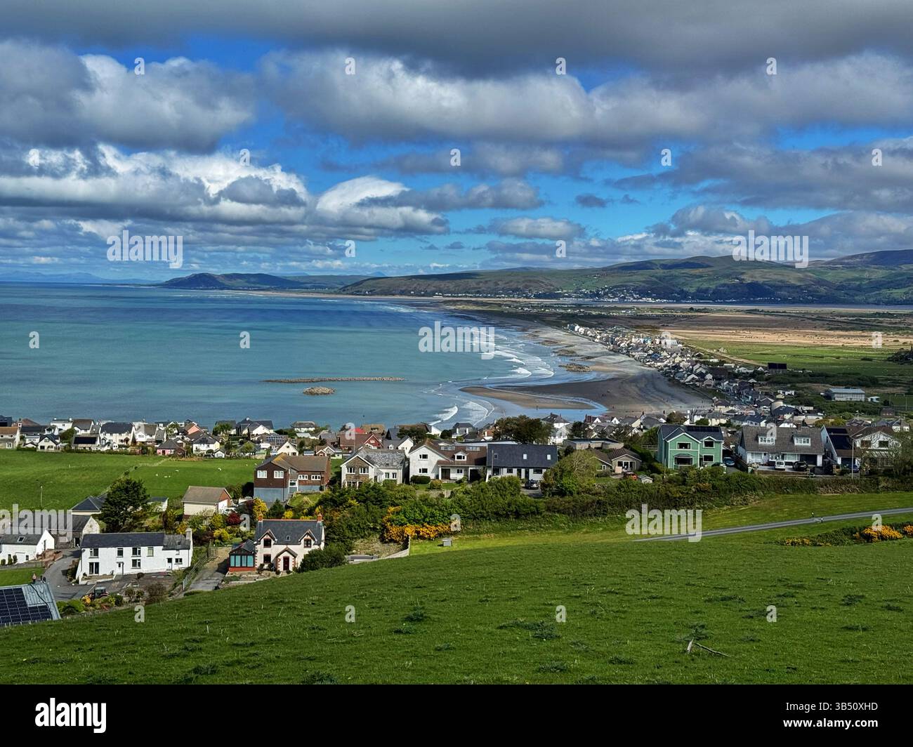 View north over Borth and Ynyslas from the road. Ceredigion, Wales. - Smartphone Captured Stock Image