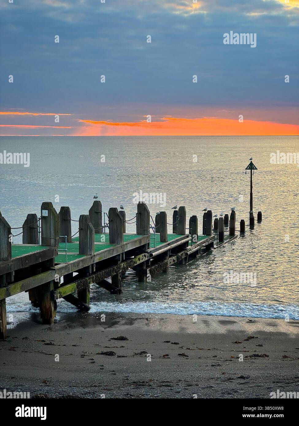 Aberystwyth beach jetty, Ceredigion, West Wales. - Smartphone Captured Stock Image
