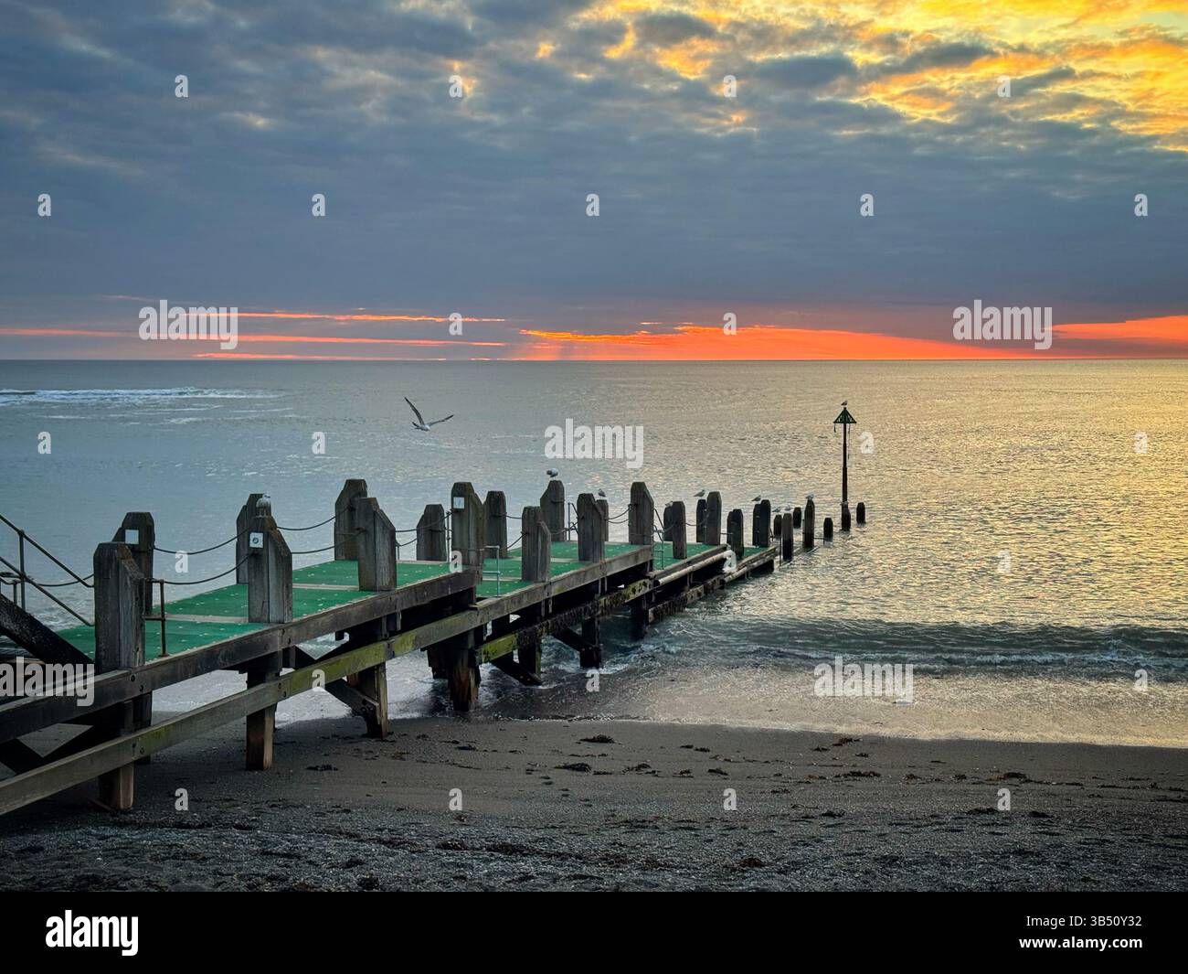 Aberystwyth beach jetty, Ceredigion, West Wales. - Smartphone Captured Stock Image