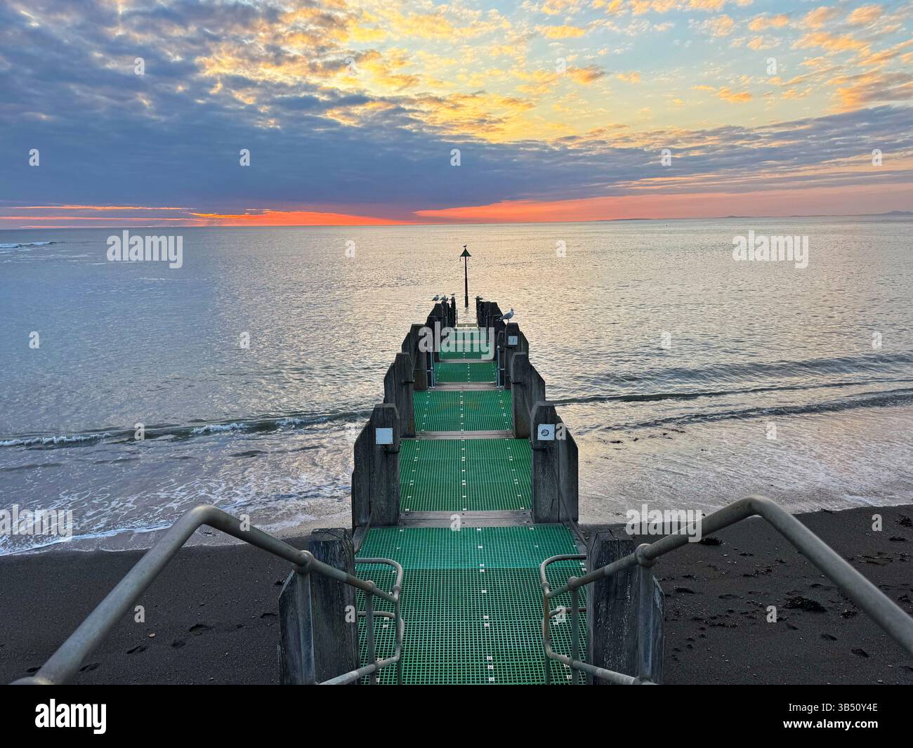 Aberystwyth beach jetty, Ceredigion, West Wales. - Smartphone Captured Stock Image