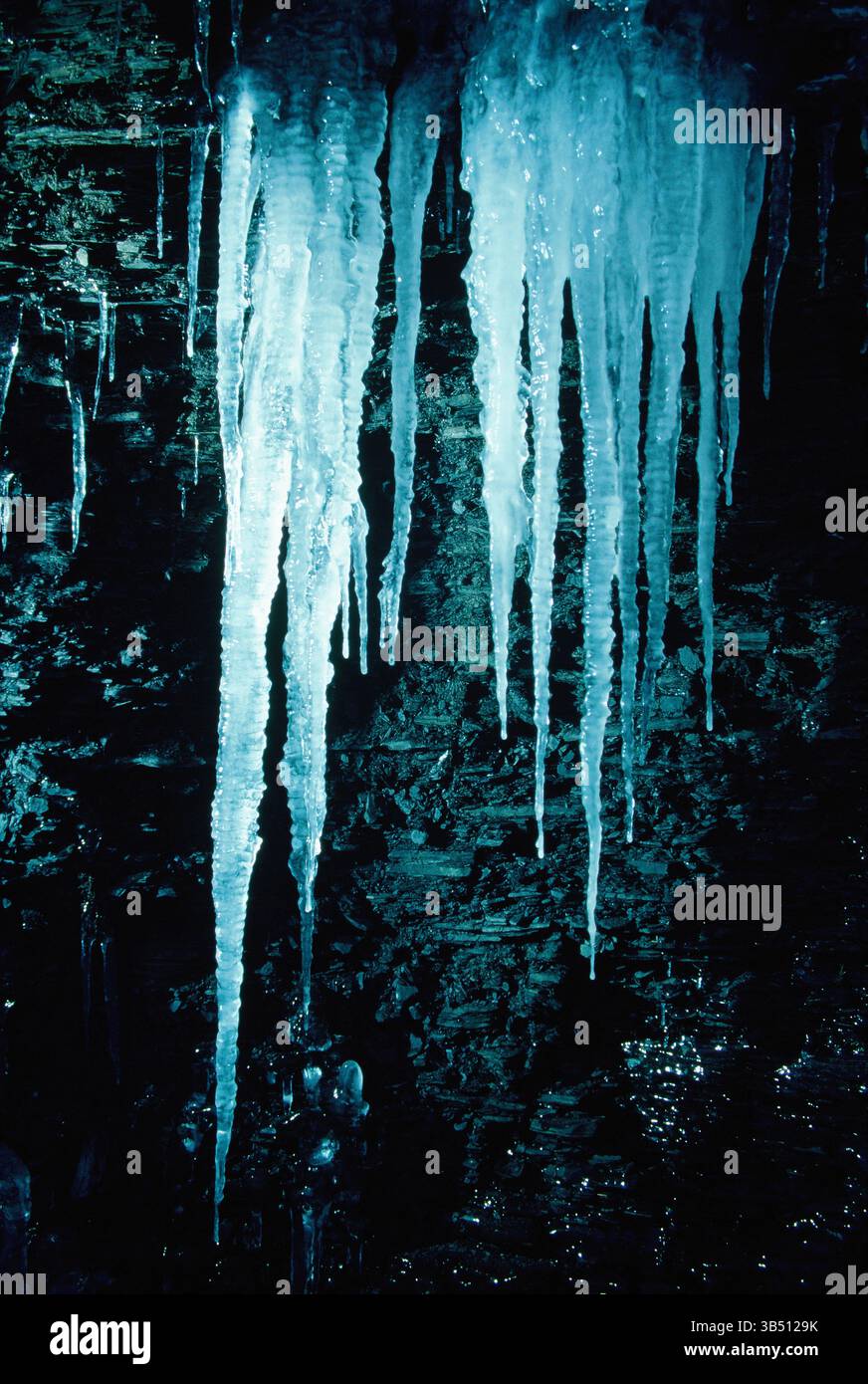 United States. Utah. Zion National Park. Winter scene. Close up of icicles. Stock Photo