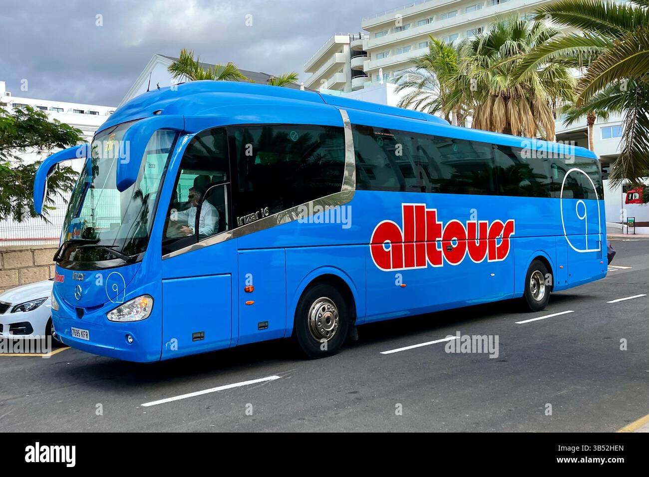 Alltours Transfer Bus parked in Costa Adeje. Tenerife, Canary Islands, Spain. 2nd February 2025. - Smartphone Captured Stock Image