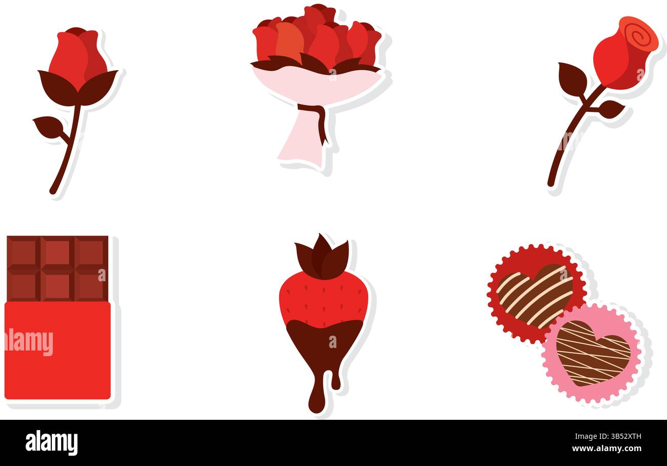 Romantic roses and chocolates. Vector illustration Stock Vector Image ...