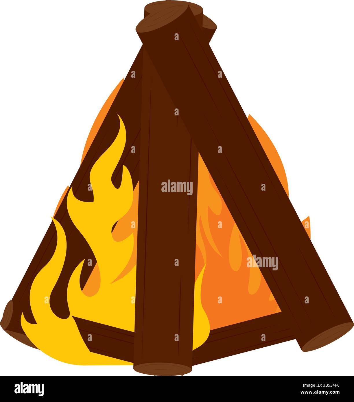 Campfire with wood sticks. Vector illustration Stock Vector Image & Art ...