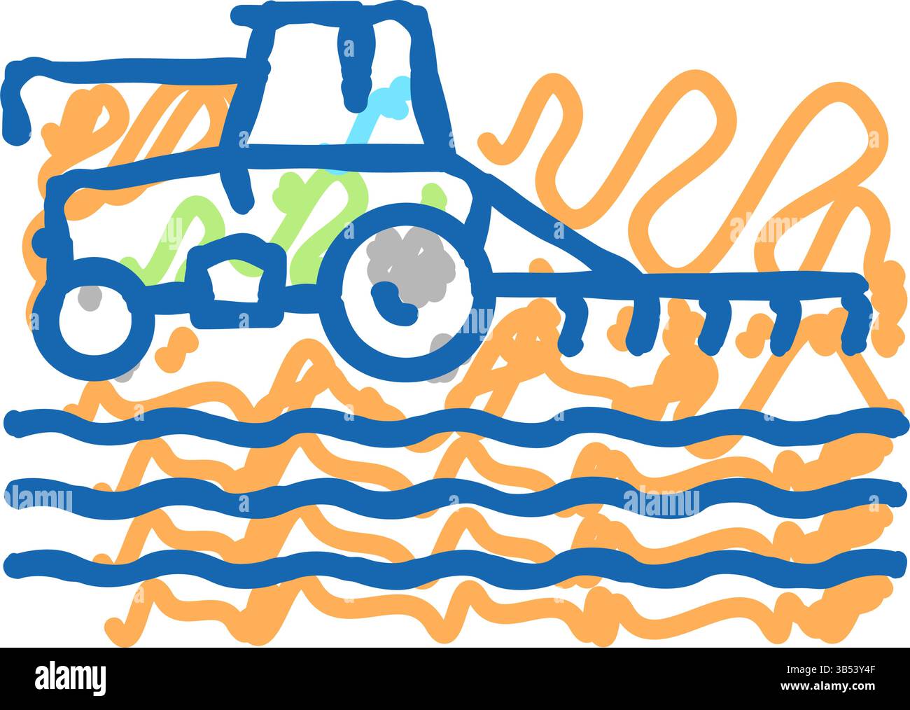 tractor cultivating field icon doodle illustration Stock Vector Image ...