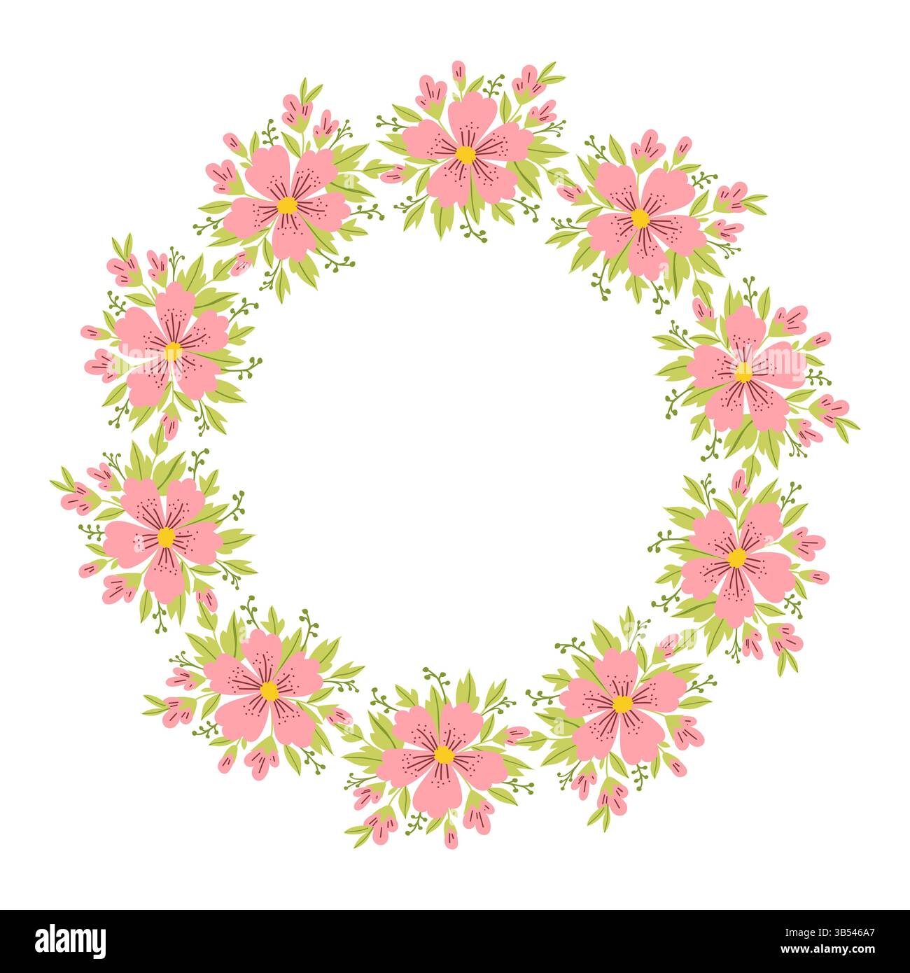Circular Wreath Of Abstract Pastel Flowers Stock Vector