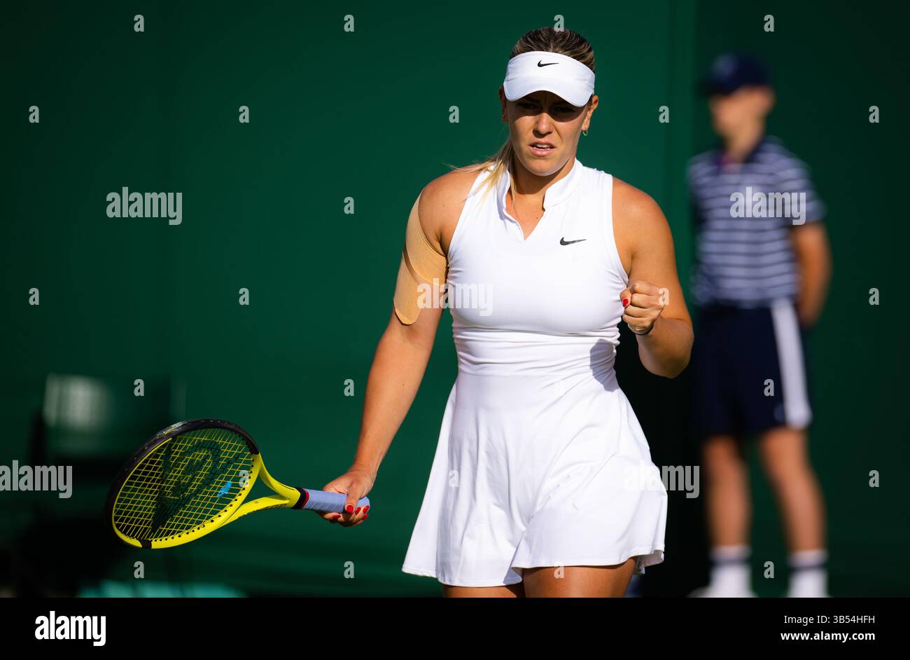 June 27, 2022, LONDON, GREAT BRITAIN: Dalma Galfi of Hungary in action during the first round of the 2022 The Championships Wimbledon Grand Slam tennis tournament against Maddison Inglis of Australia (Credit Image: © Rob Prange/AFP7 via ZUMA Press Wire) Stock Photo