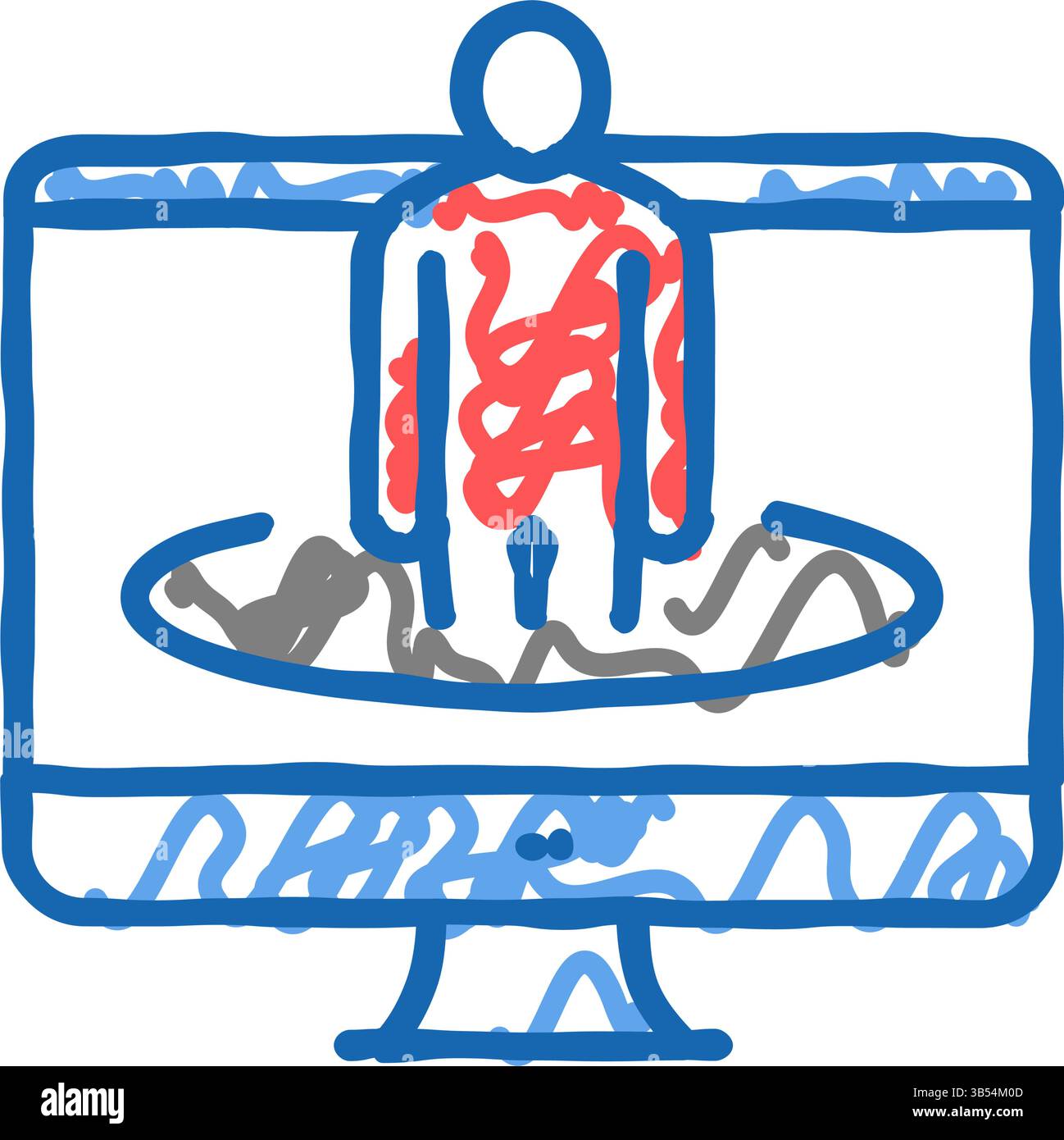 human on computer screen icon doodle illustration Stock Vector Image ...