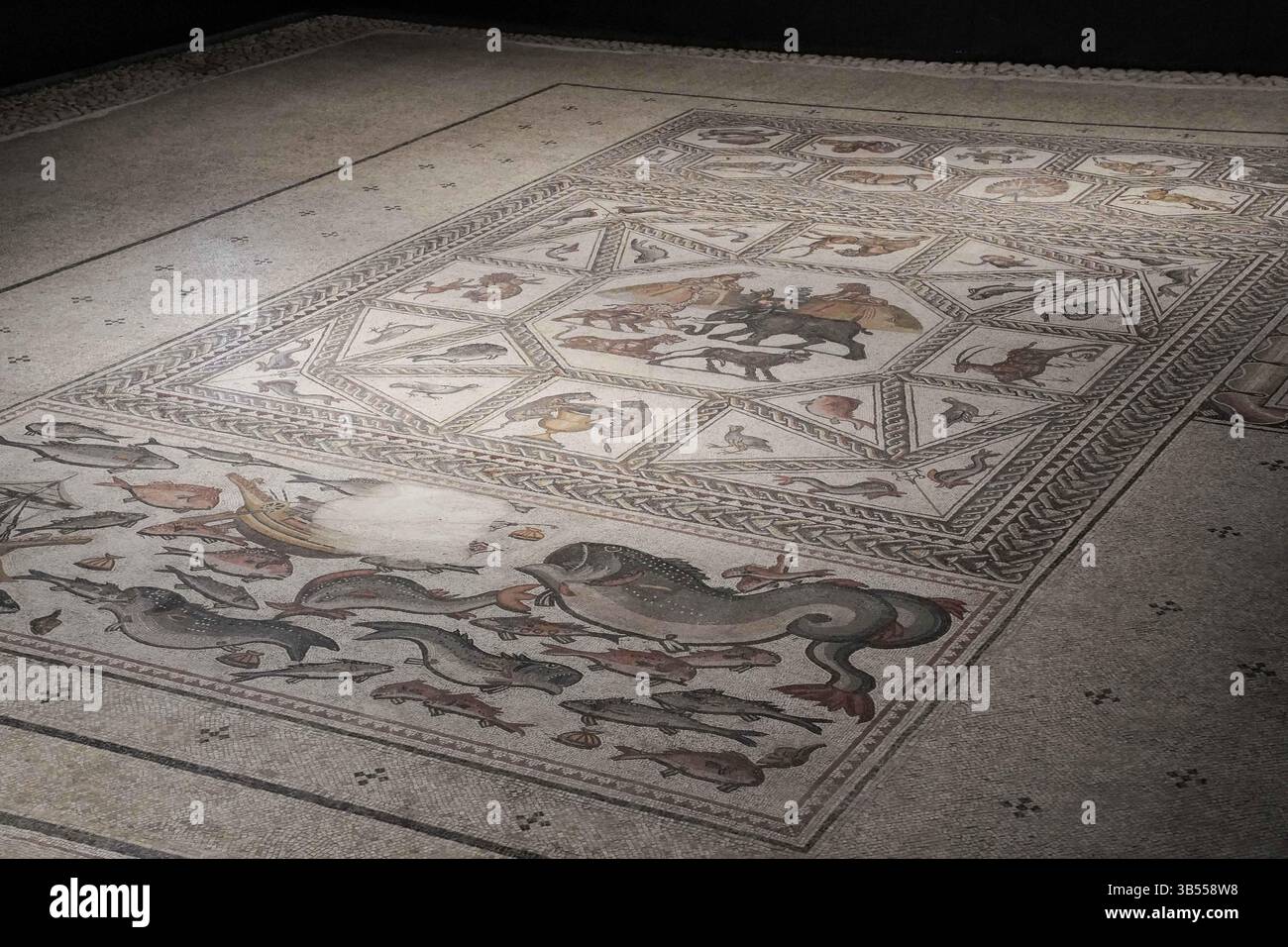 June 27, 2022, Lod, Israel: The Israel Antiquities Authority inaugurates the Shelby White and Leon Levy Lod Mosaic Archaeological Center. The centerâ€™s goal is to display a 1,710 square foot, Roman period (3rd to 4th century CE) mosaic which served as the floor of a living room villa in a wealthy housing complex in Lod. The mosaic, claimed by archaeologists to be extraordinary in its quality, its depicted subject matters and preservation, is being called an archaeological gem with images of mammals, birds, fish, various plants and ancient ships depicted in great detail. (Credit Image: © Nir A Stock Photo