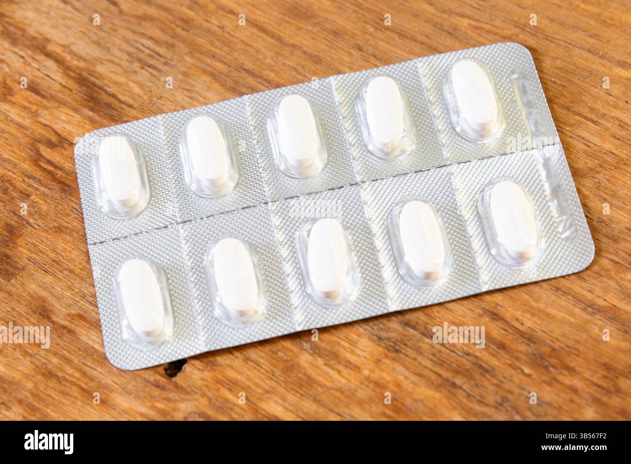 Capecitabine chemotherapy drug blister pack close up Stock Photo