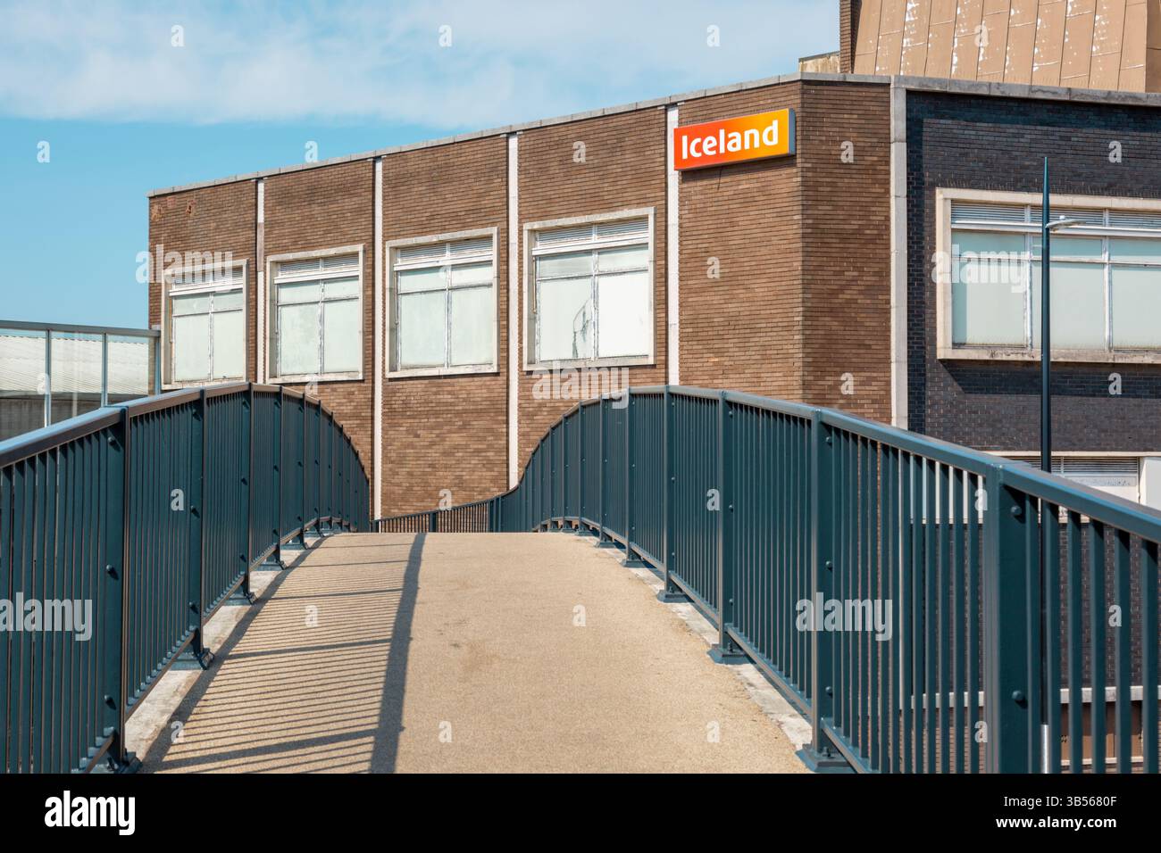 Pedestrian bridge crossing a main road, Dudley, West Midlands, UK. 2025 Stock Photo