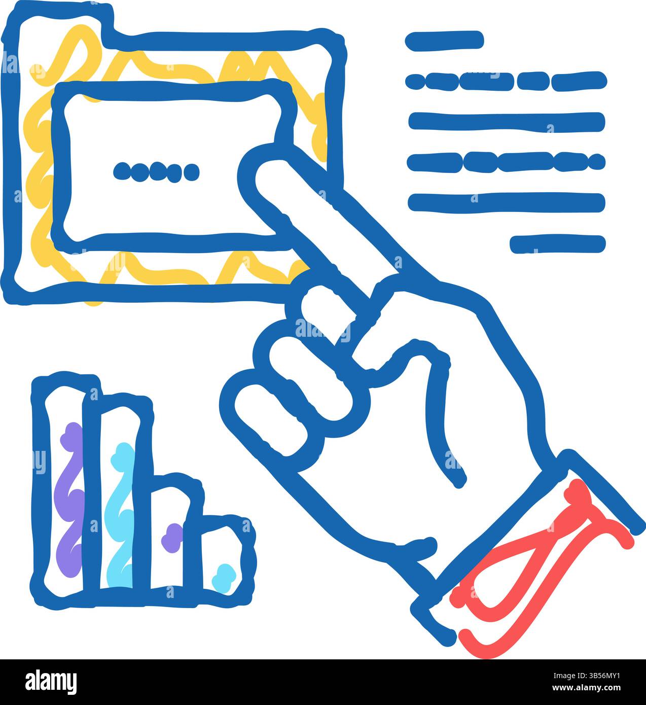 hand showing on folder icon doodle illustration Stock Vector Image ...