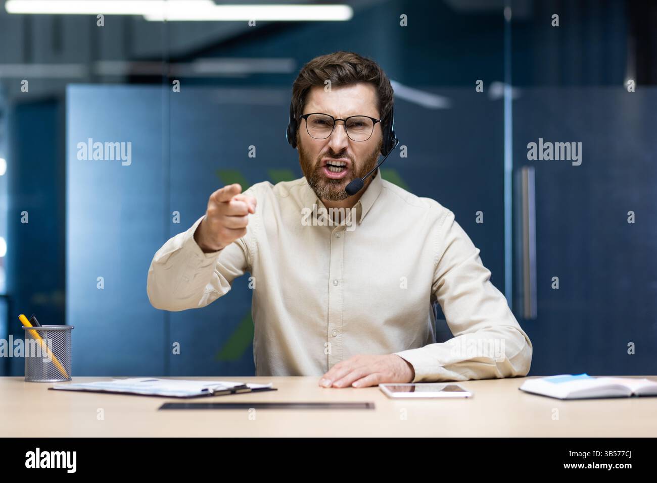 Portrait young man talking angrily hi-res stock photography and images ...