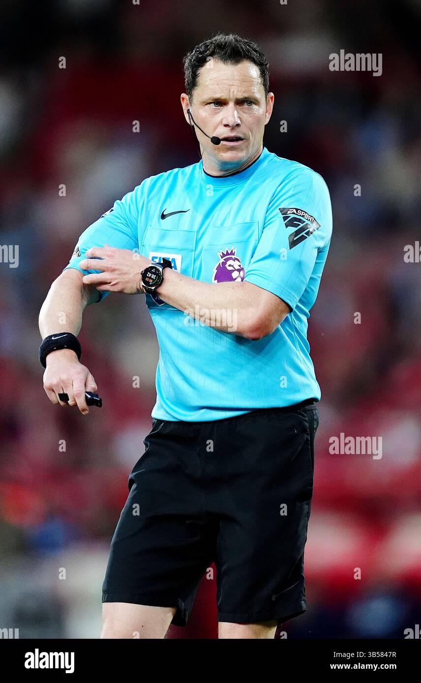Football Referee In England Referee Darren England during the Premier League match at City Ground ...