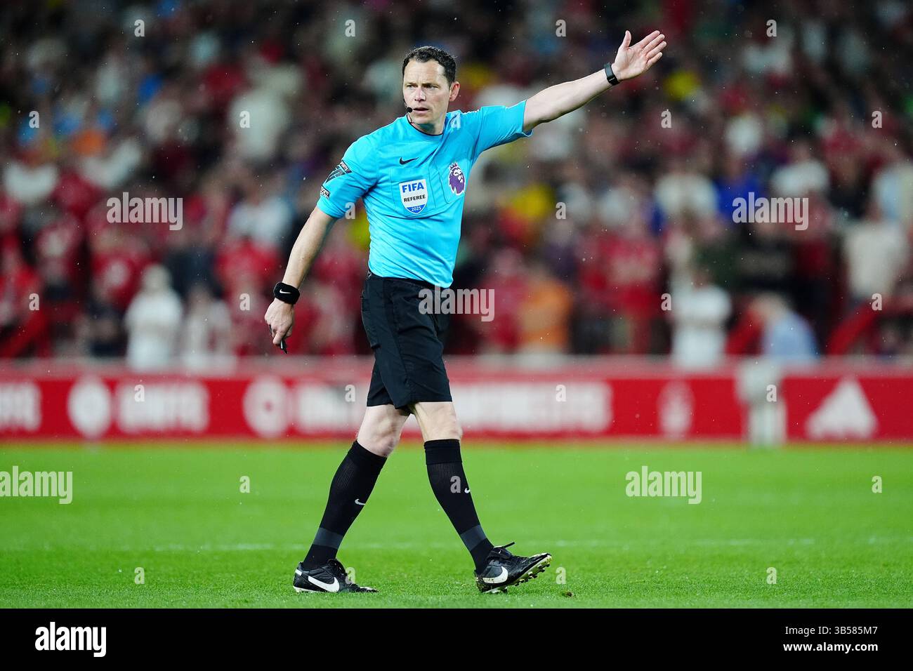 Football Referee In England Referee Darren England during the Premier League match at City Ground ...