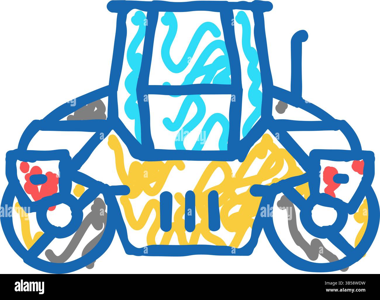 roller road construction machine icon doodle illustration Stock Vector ...