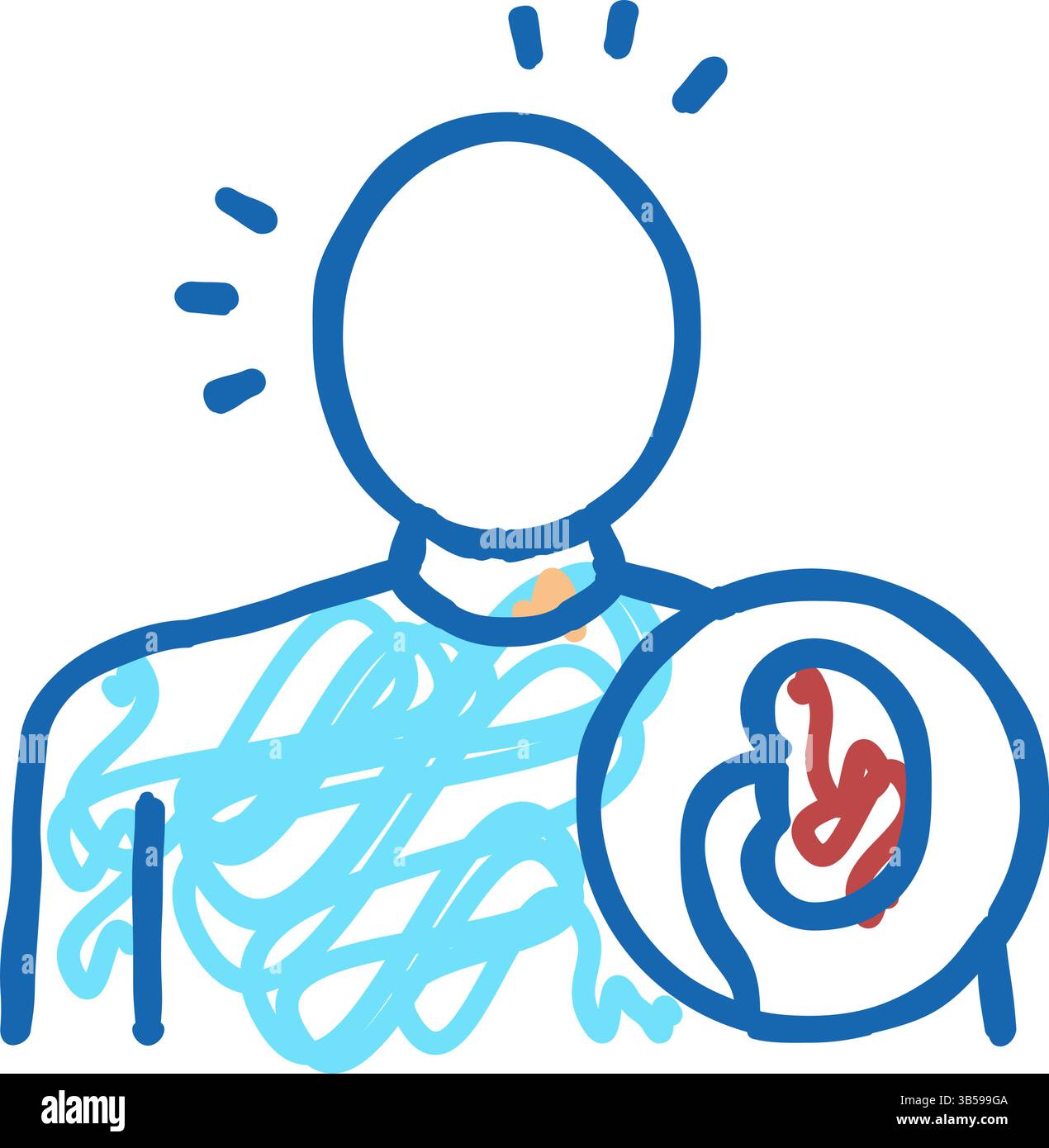 paleness human skin, kidney disease icon doodle illustration Stock ...