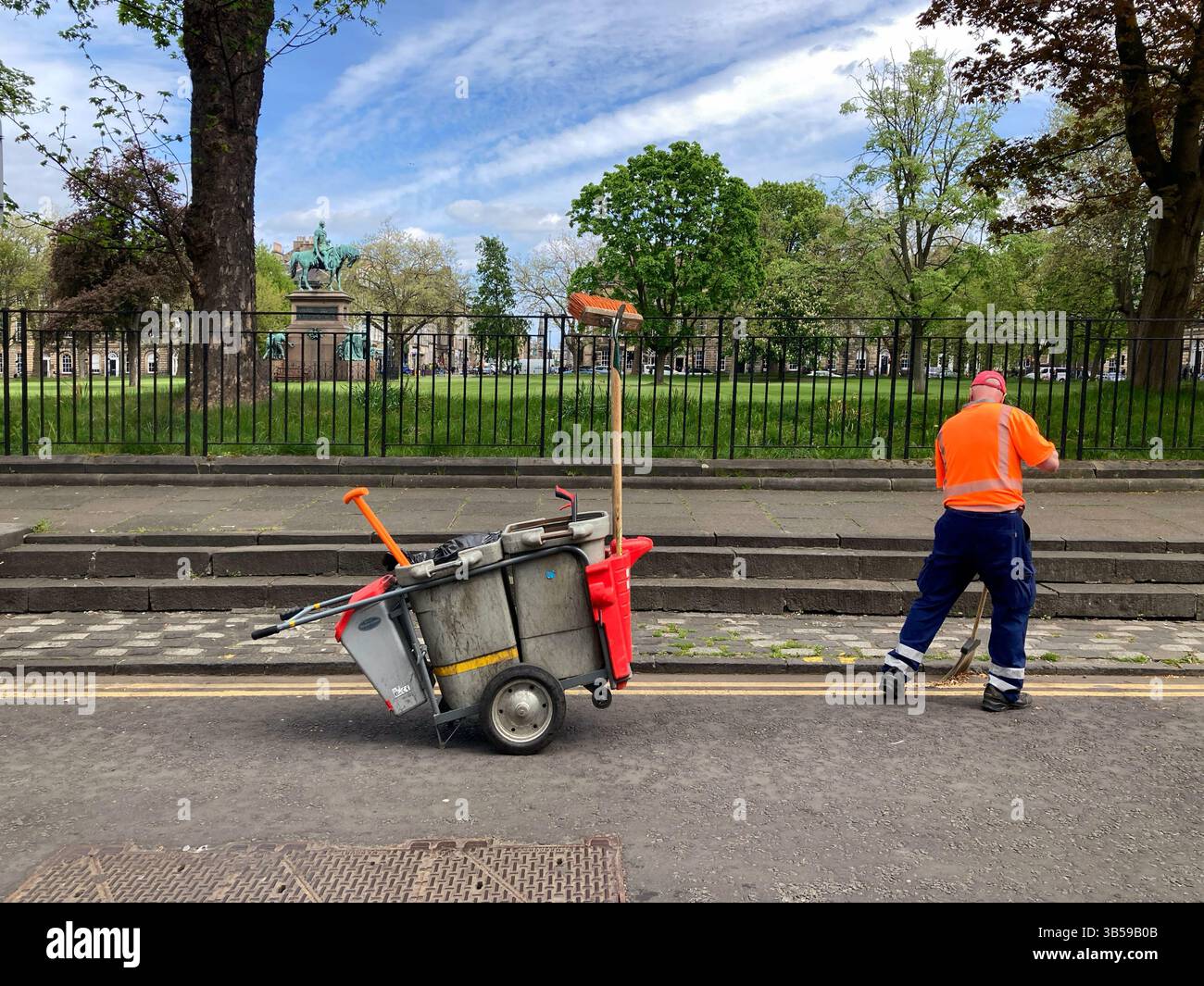 Road Sweeper in Charlotte Square, Edinburgh Scotland - Smartphone Captured Stock Image
