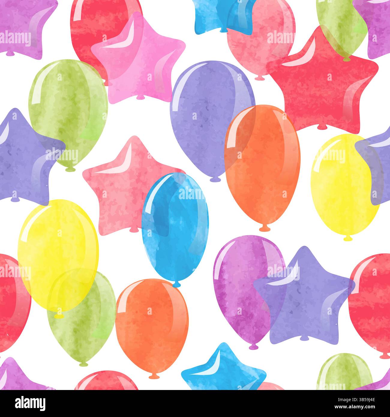 Watercolor colorful balloons seamless pattern. Vector celebration background Stock Vector
