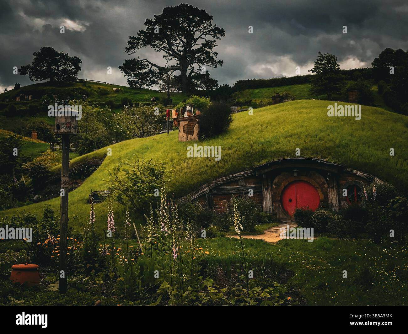 Hobbiton tour of the genuine film location and sets for the Lord of The Rings films in New Zealand Aotearoa Stock Photo