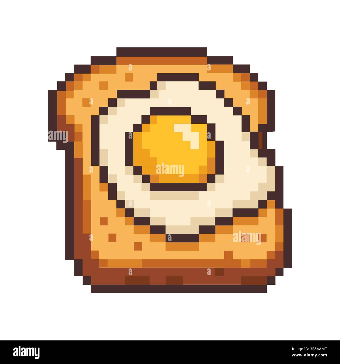 Pixel toast illustration. Fried egg detail. Breakfast food item ...