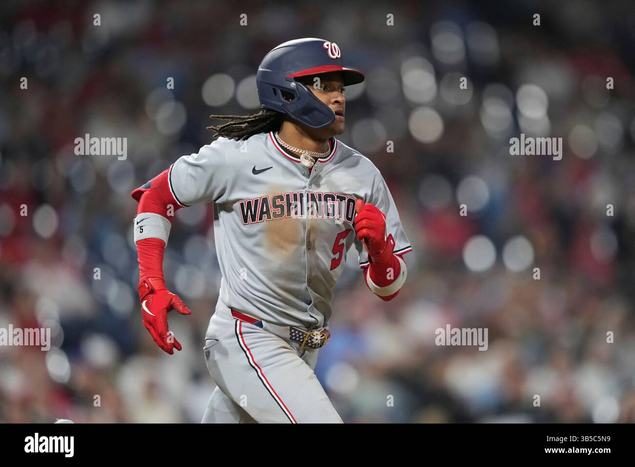 Washington Nationals' CJ Abrams plays during a baseball game, Thursday ...