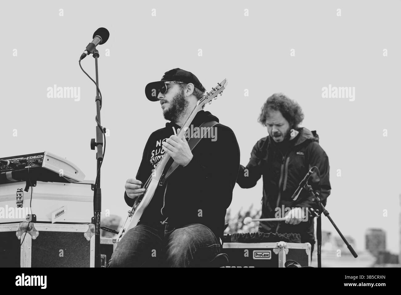 August 14, 2017, Copenhagen, Denmark: Justin Vernon (C) known as Bon Iver of Big Red Machine Band performs live on stage at Hafen Festival in Copenhagen. (Credit Image: © Valeria Magri/SOPA Images via ZUMA Press Wire) Stock Photo