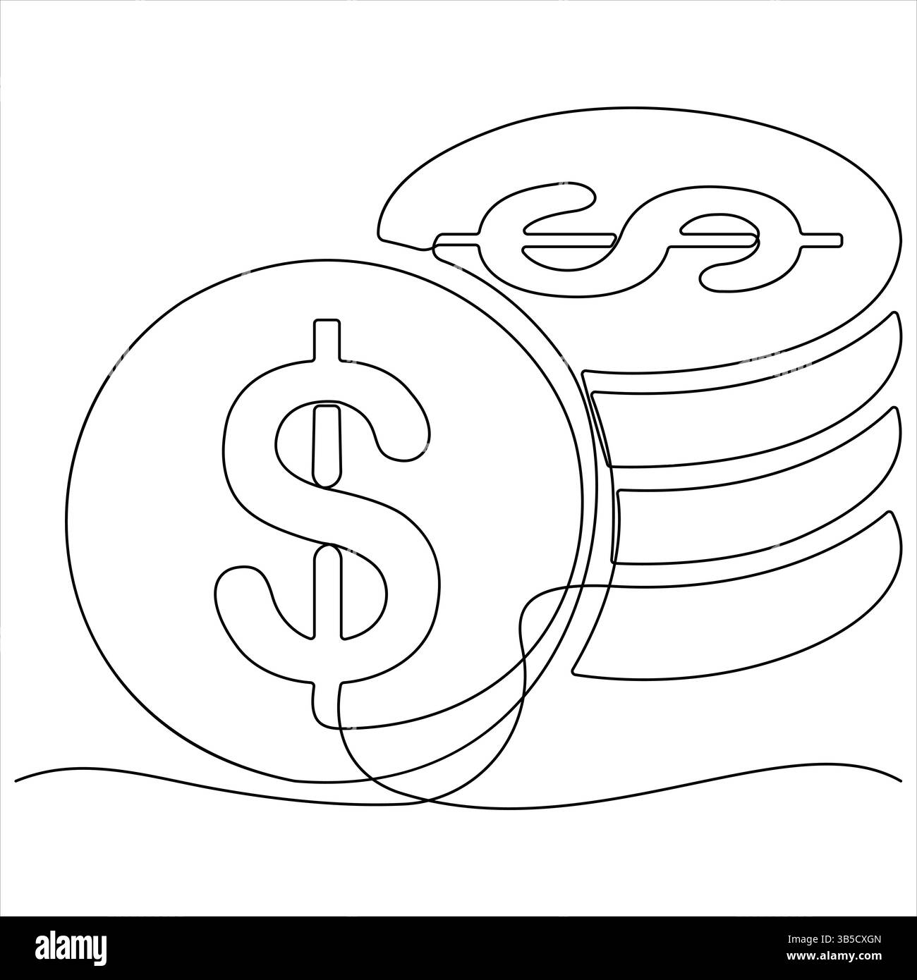 Dollar sign continuous one line art drawing of Money dollar linear ...