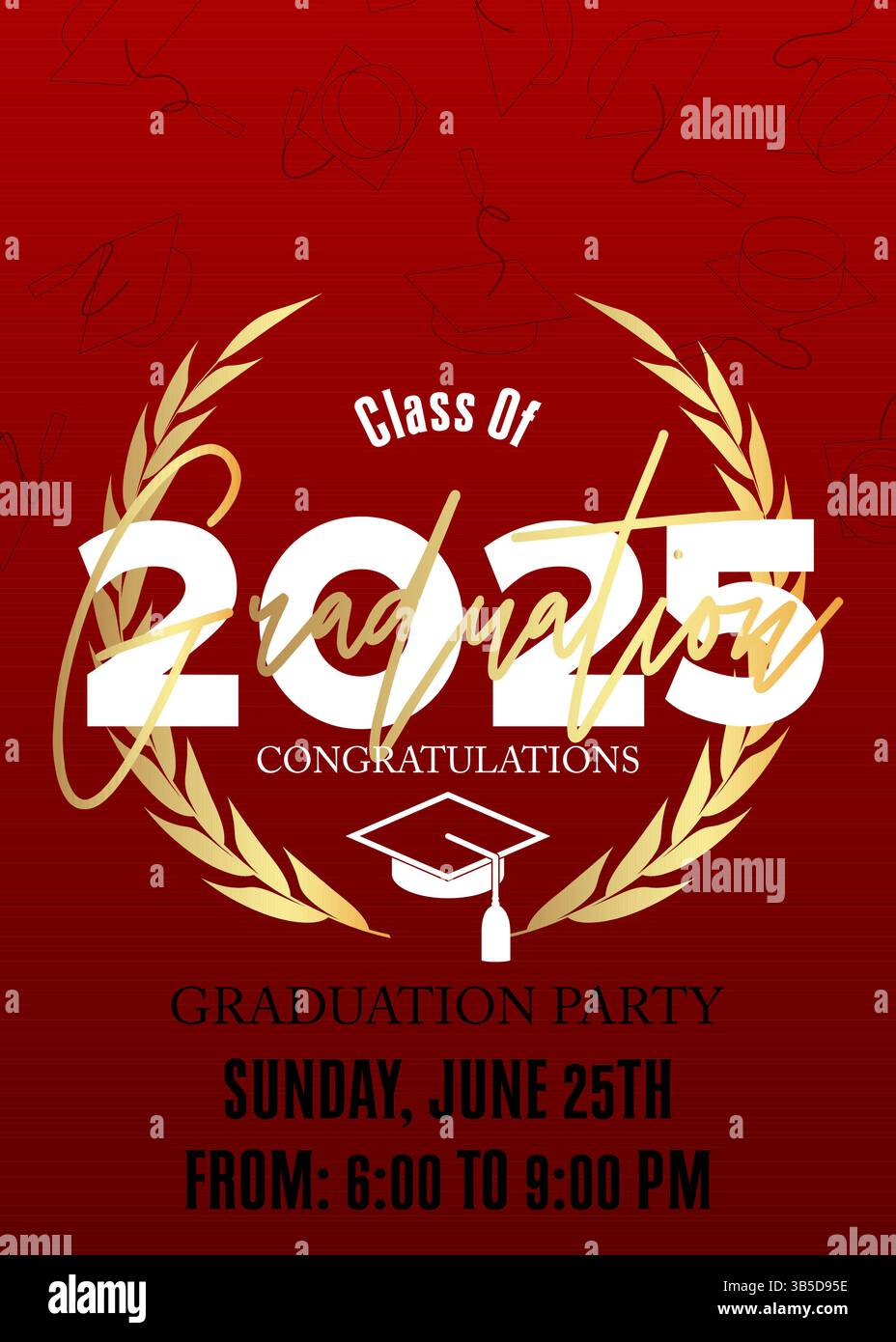 Class of 2025 Graduation design template. Vintage party invitation,  congratulation event, greeting card. Vector high school or college graduate  poster Stock Vector Image & Art - Alamy