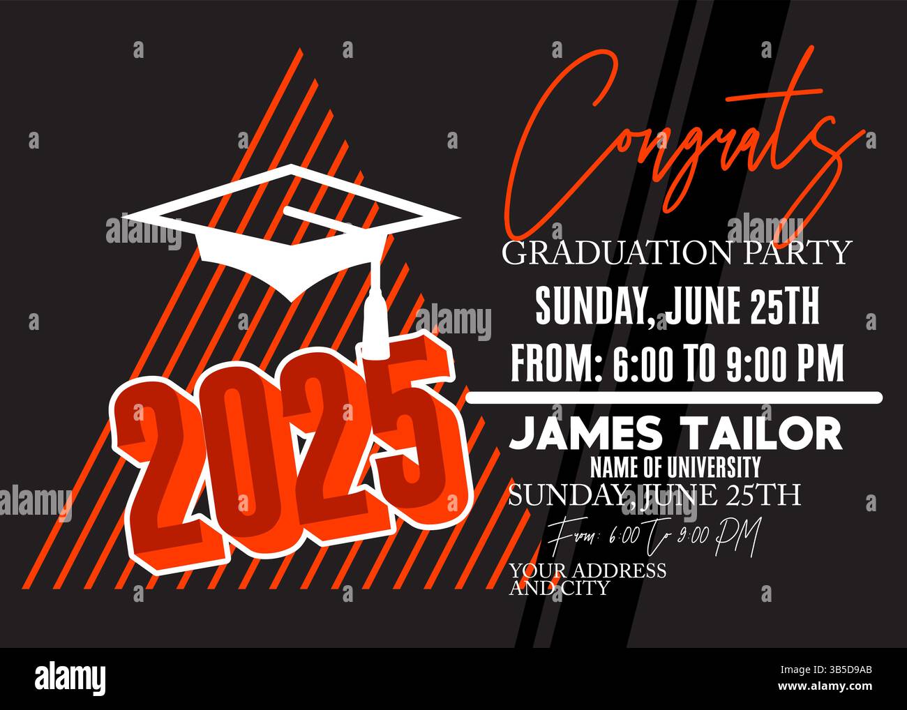 Class of 2025 Graduation design template. Vintage party invitation,  congratulation event, greeting card. Vector high school or college graduate  poster Stock Vector Image & Art - Alamy