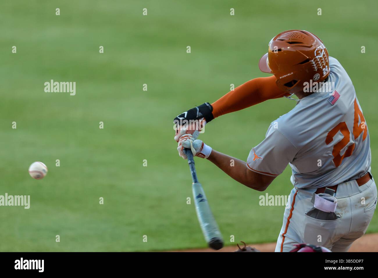 May 1, 2025: Adrian Rodriguez (24) of Texas looks to put a ball in play ...