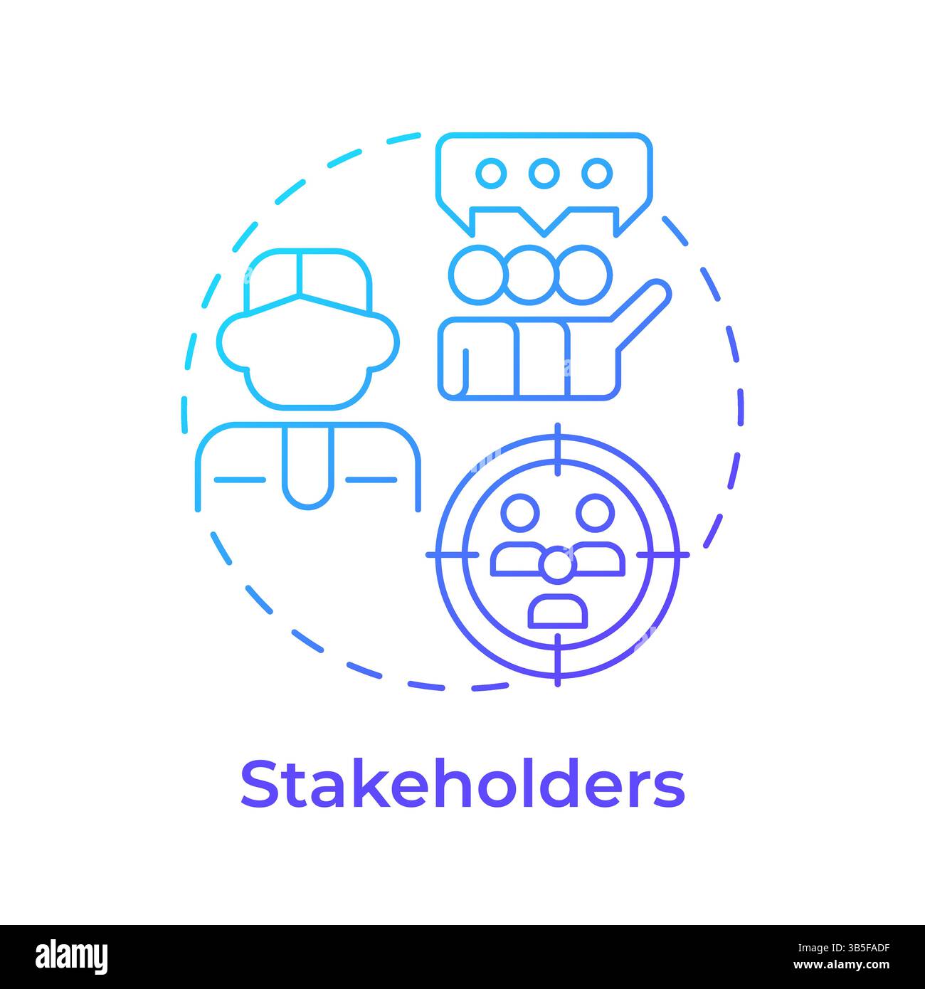 Stakeholders blue gradient concept icon Stock Vector