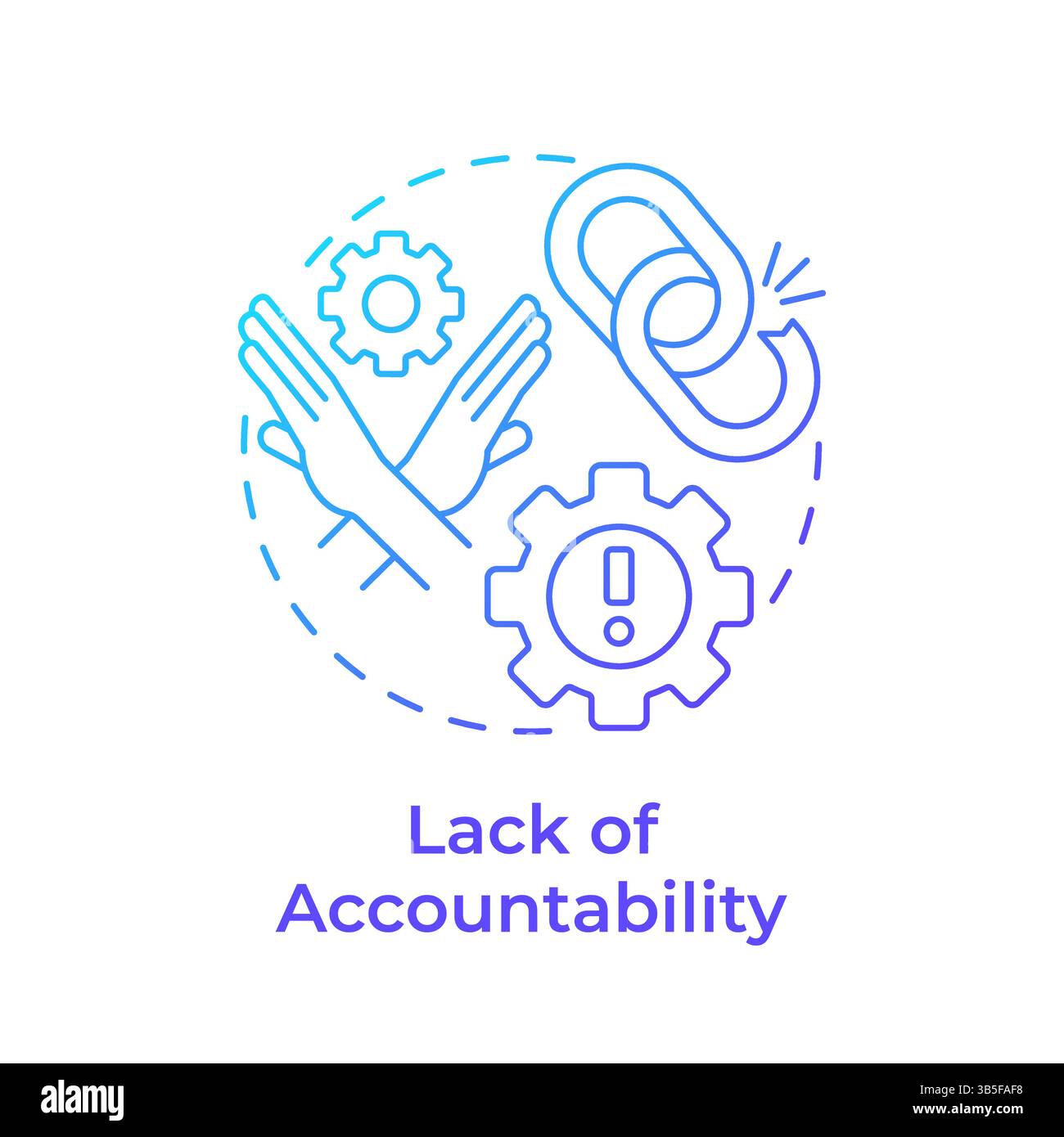 Lack of accountability blue gradient concept icon Stock Vector