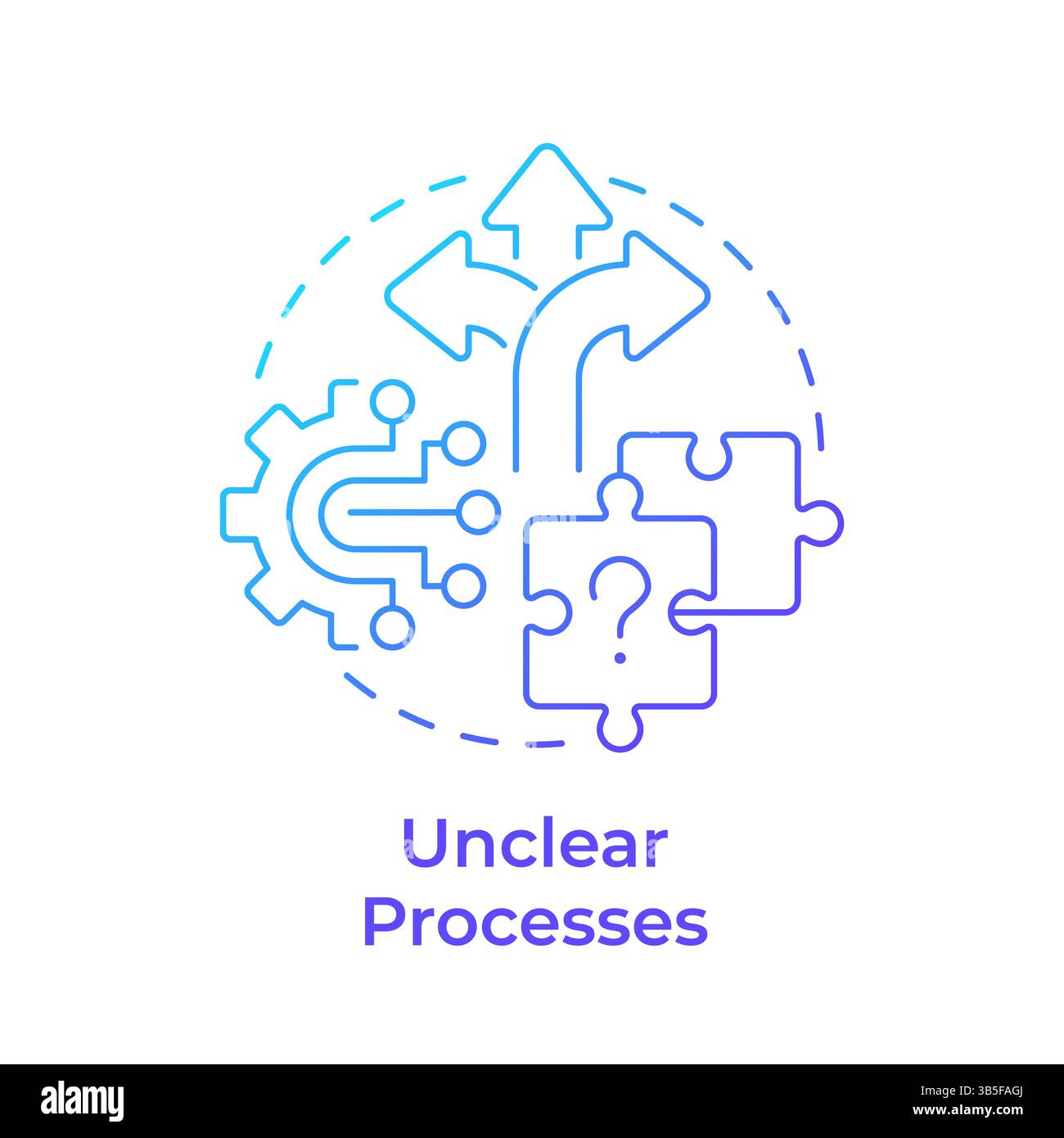 Unclear processes blue gradient concept icon Stock Vector