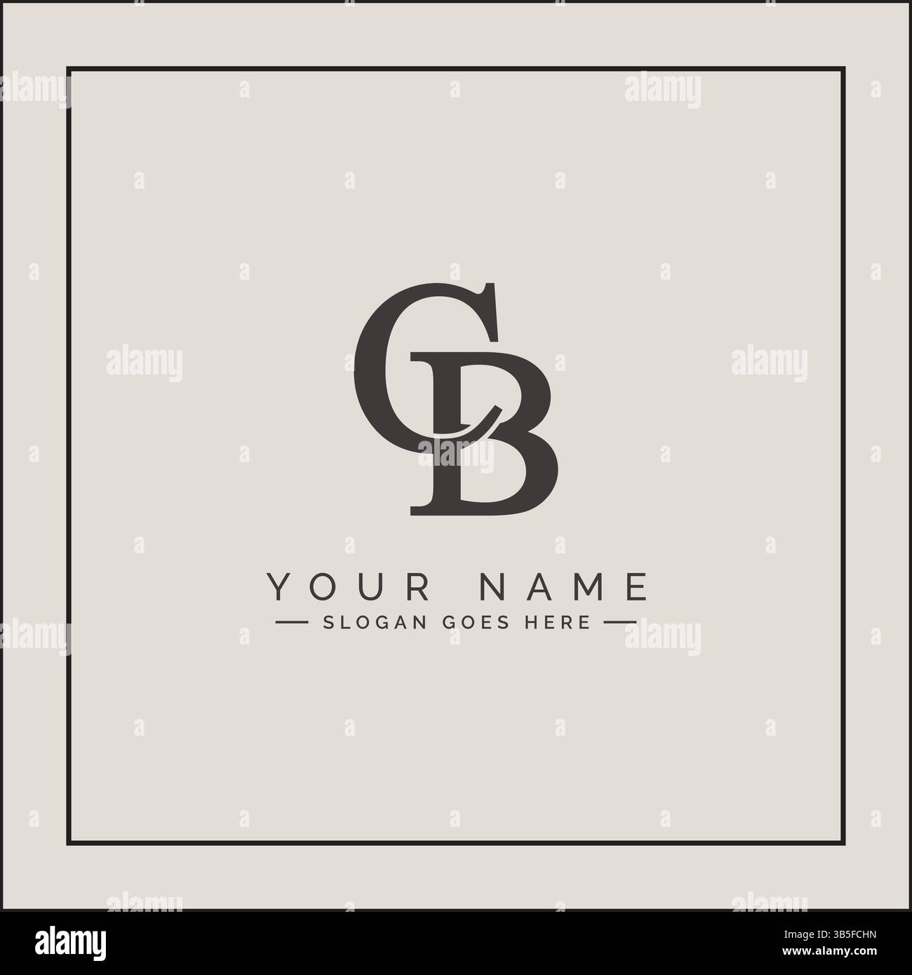 CB Vector Logo Template - Simple Icon for Initial Letter C and B Monogram Stock Vector