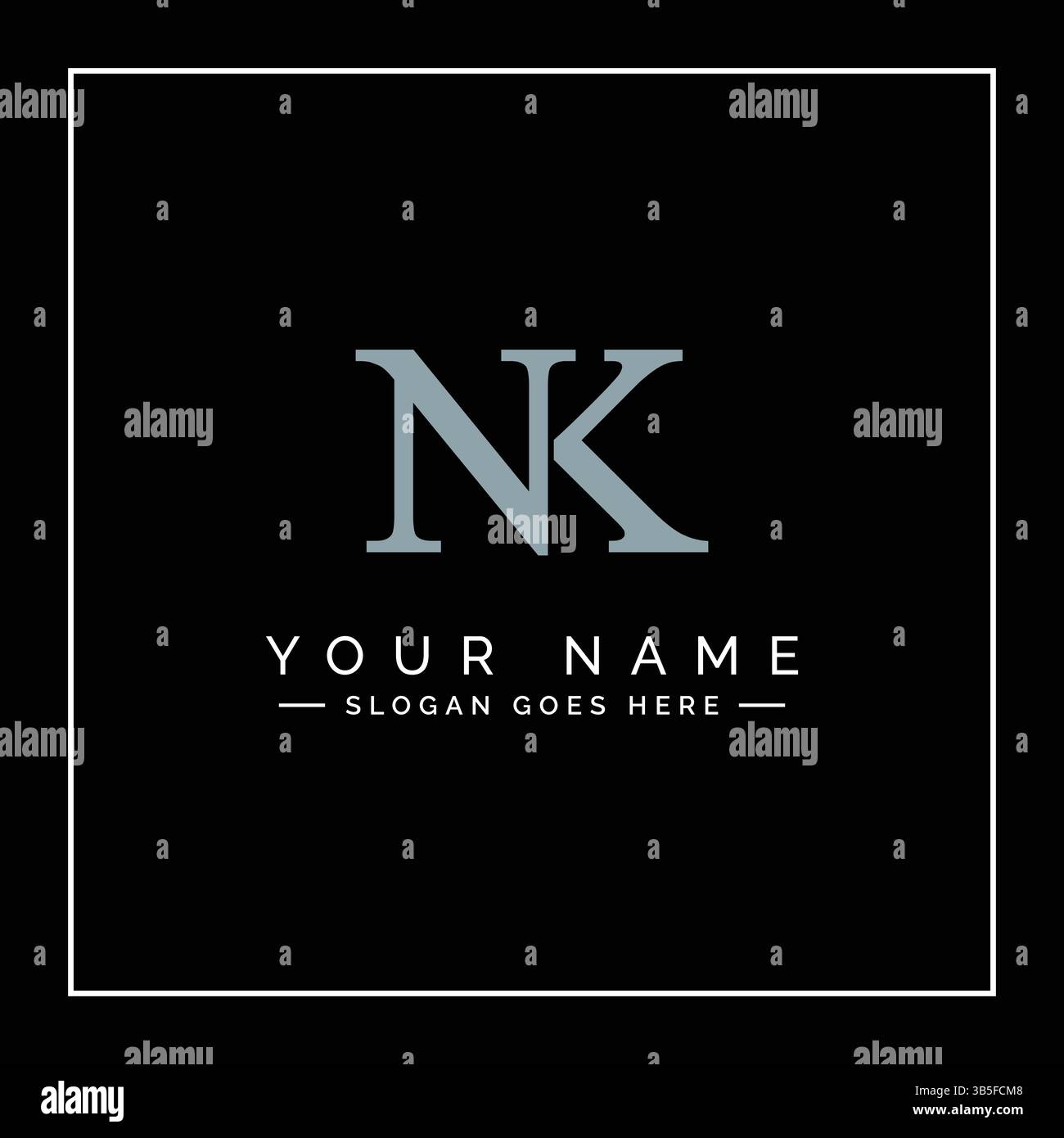 NK Vector Logo Template - Simple Icon for Initial Letter N and K Monogram Stock Vector