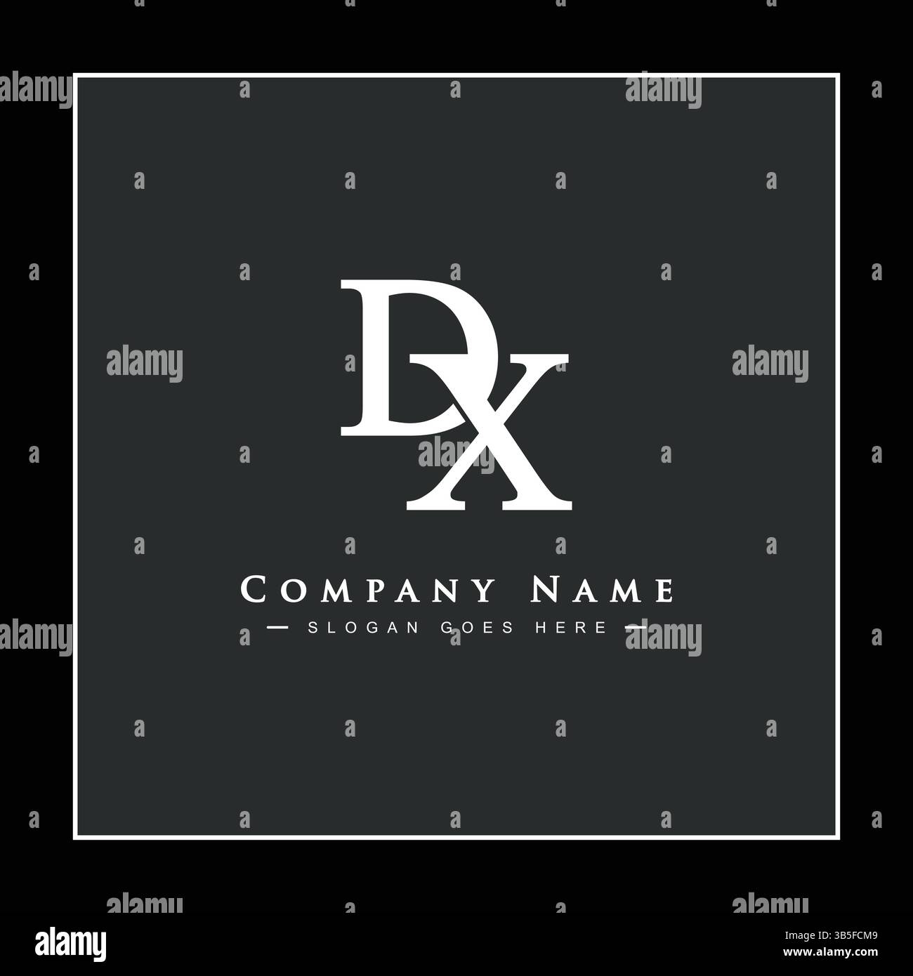 Creative Logo for Initials DX in Monogram Style - Vector Template for Initial Letter D and X Stock Vector