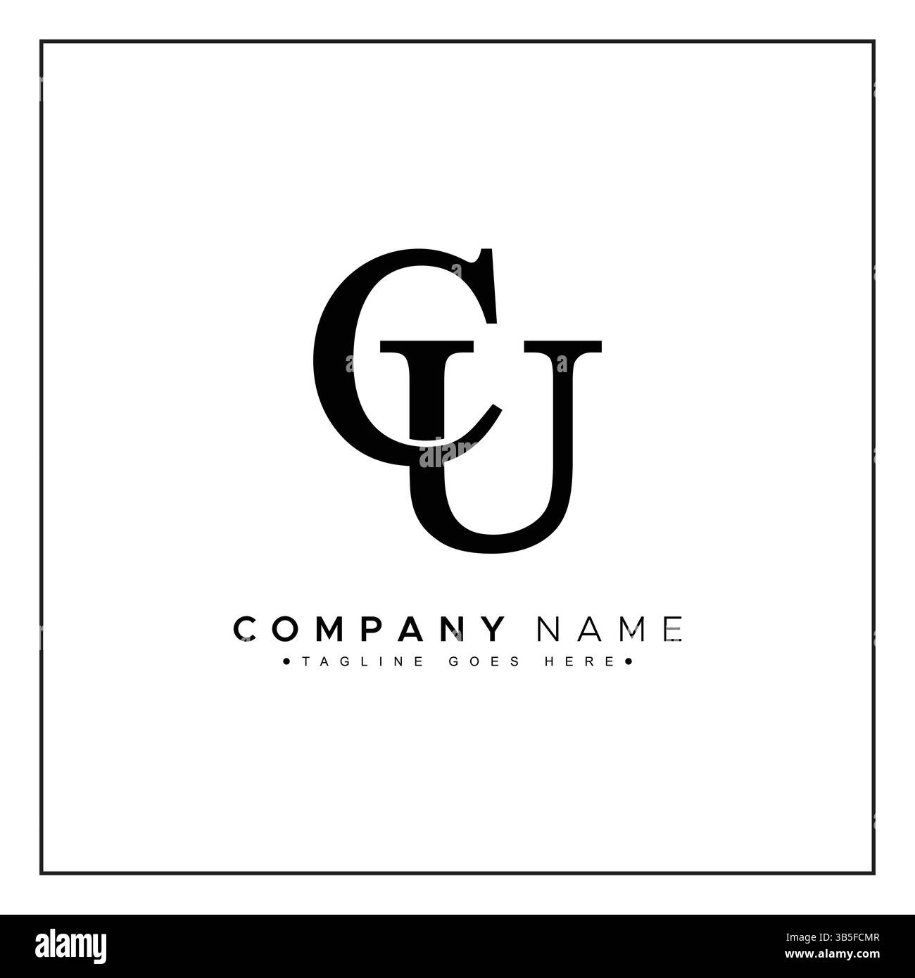 CU Vector Logo Template - Simple Icon for Initial Letter C and U Monogram Stock Vector