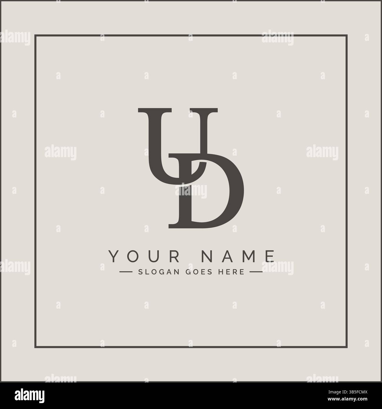 Vector Template for Initial Letter UD Logo - Elegant Monogram Logo for Alphabet U and D Stock Vector